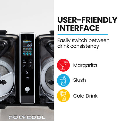 POLYCOOL 9L Triple Tank Slushie Machine, Independent Digital Control Slushy Maker V219-FDSSLSPYD9LA