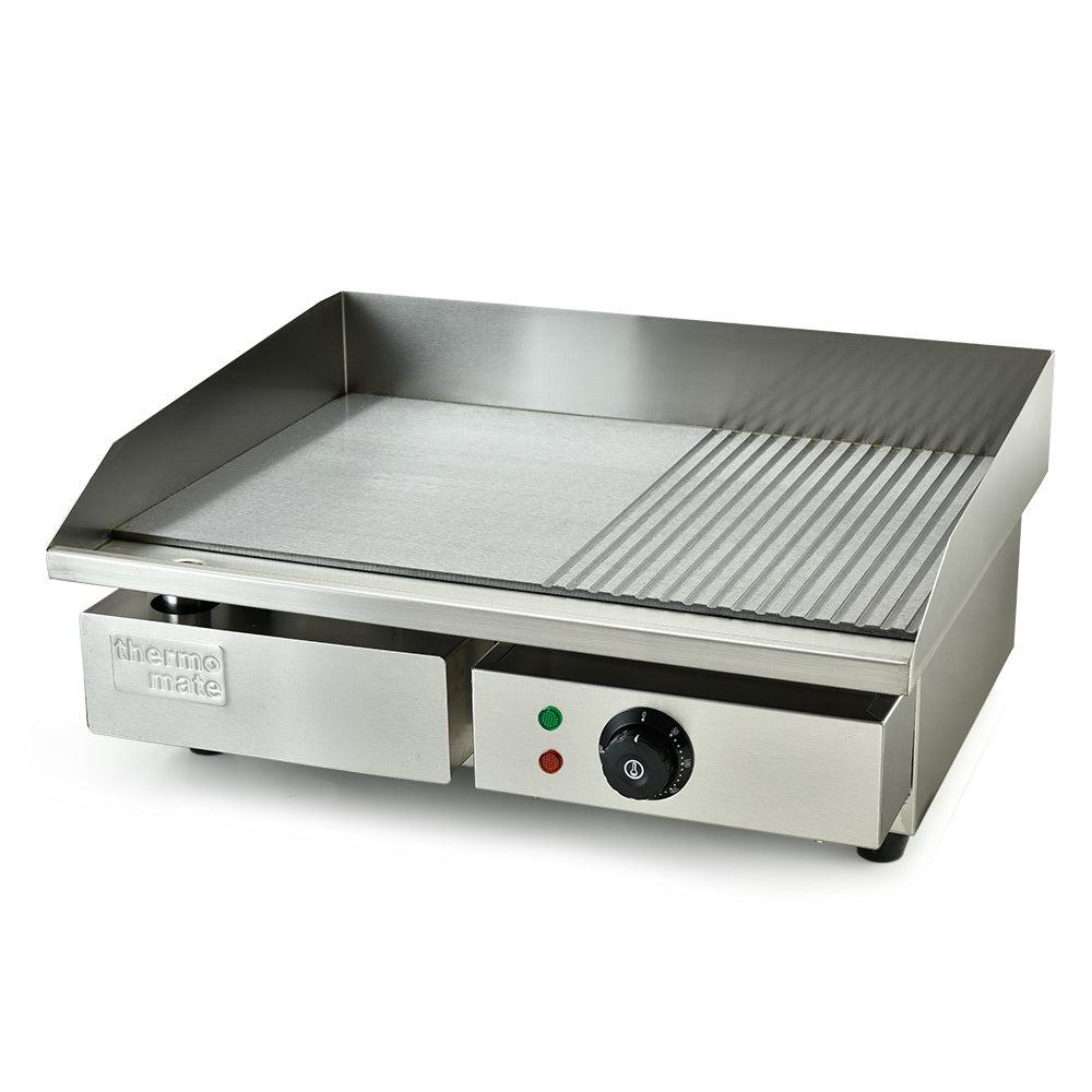 THERMOMATE Commercial Electric Griddle TH-G04, 2400W 55x35cm Half Ribbed Surface V219-FODCAPTHMAG04