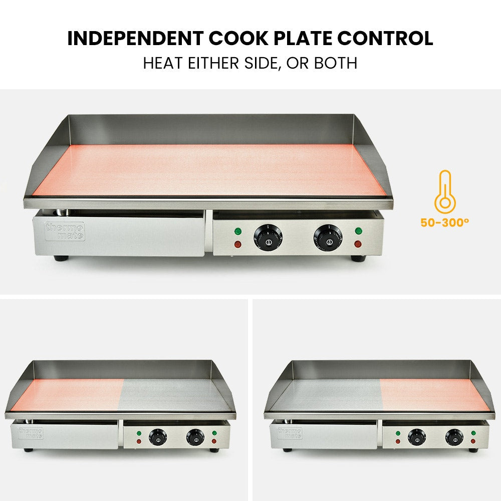 THERMOMATE Commercial Electric Griddle TH-G05, 4400W 73x37cm Flat Cooking Surface V219-FODCAPTHMAG05