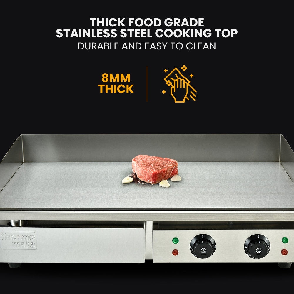 THERMOMATE Commercial Electric Griddle TH-G05, 4400W 73x37cm Flat Cooking Surface V219-FODCAPTHMAG05