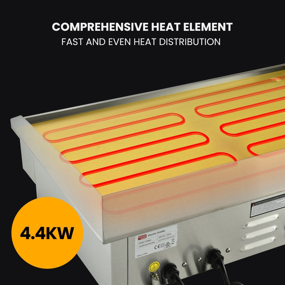 THERMOMATE Commercial Electric Griddle TH-G05, 4400W 73x37cm Flat Cooking Surface V219-FODCAPTHMAG05