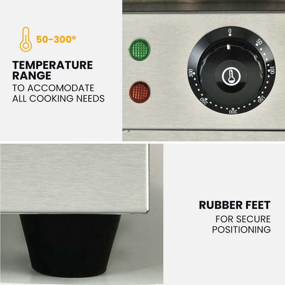 THERMOMATE Commercial Electric Griddle TH-G05, 4400W 73x37cm Flat Cooking Surface V219-FODCAPTHMAG05