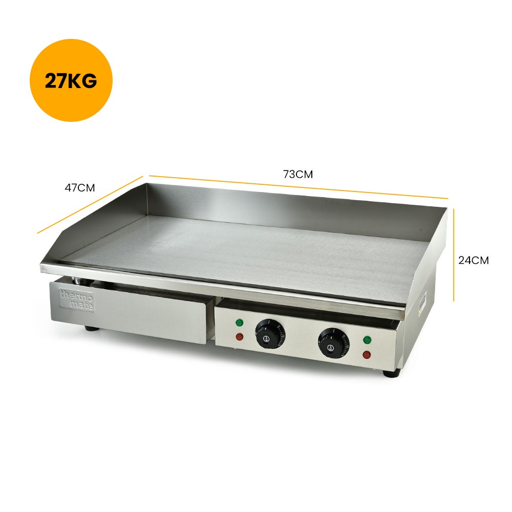 THERMOMATE Commercial Electric Griddle TH-G05, 4400W 73x37cm Flat Cooking Surface V219-FODCAPTHMAG05