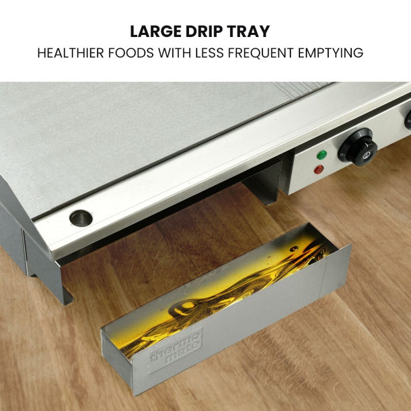 THERMOMATE Commercial Electric Griddle TH-G06, 4400W 73x40cm Half Ribbed Dual Surface V219-FODCAPTHMAG06