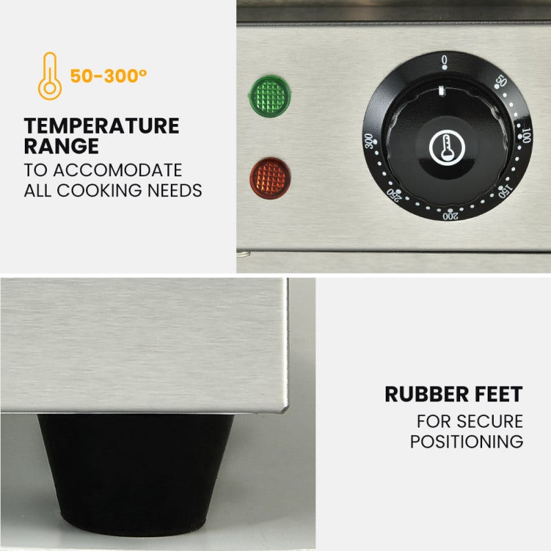 THERMOMATE Commercial Electric Griddle TH-G06, 4400W 73x40cm Half Ribbed Dual Surface V219-FODCAPTHMAG06