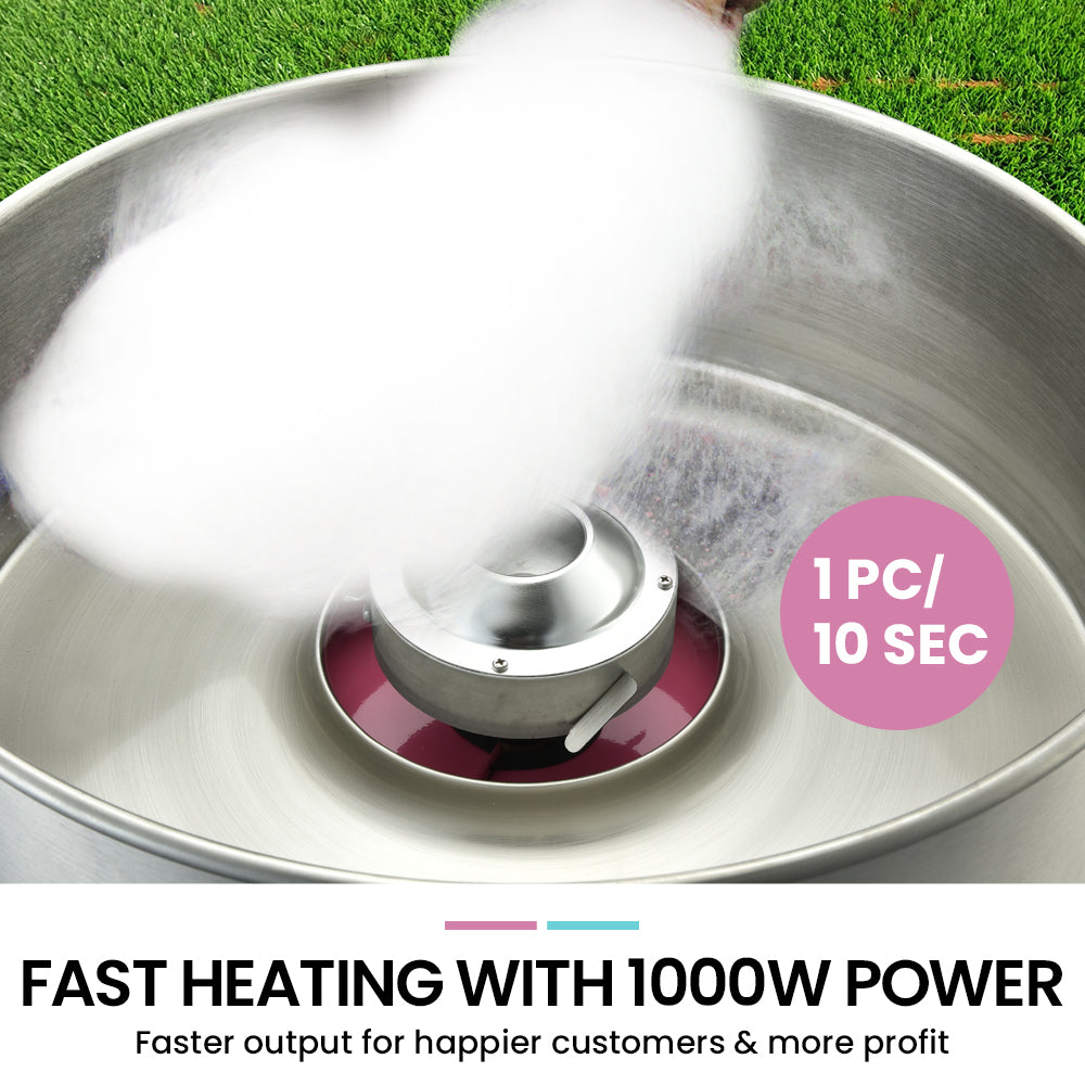 EUROCHEF 1000W Commercial Cotton Candy Machine Fairy Floss Maker V219-FODFLSEUCACM9