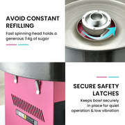 EUROCHEF 1000W Commercial Cotton Candy Machine Fairy Floss Maker V219-FODFLSEUCACM9