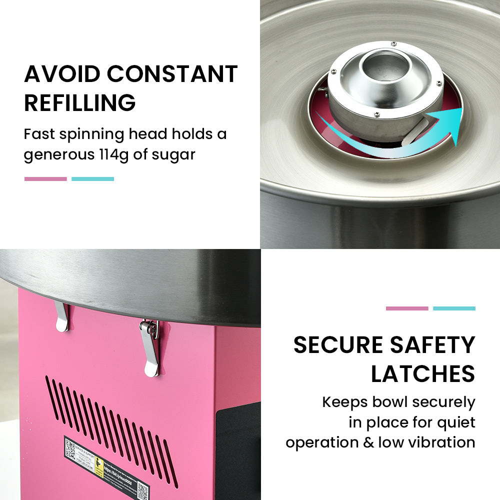 EUROCHEF 1000W Commercial Cotton Candy Machine Fairy Floss Maker V219-FODFLSEUCACM9