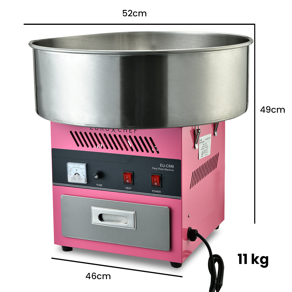 EUROCHEF 1000W Commercial Cotton Candy Machine Fairy Floss Maker V219-FODFLSEUCACM9