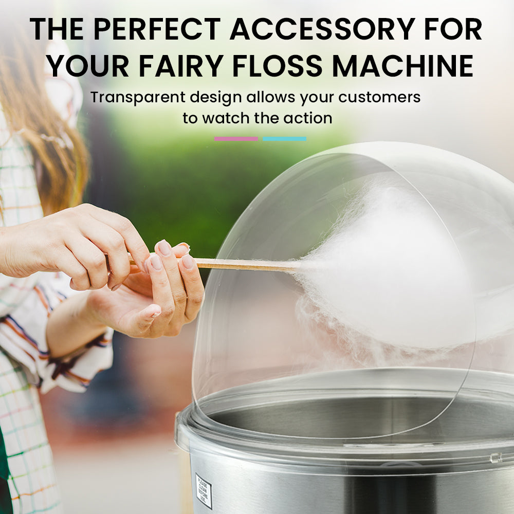 EUROCHEF Commercial Fairy Floss Cotton Candy Maker Machine Bubble Cover 52cm V219-FODFLSEUCACV9