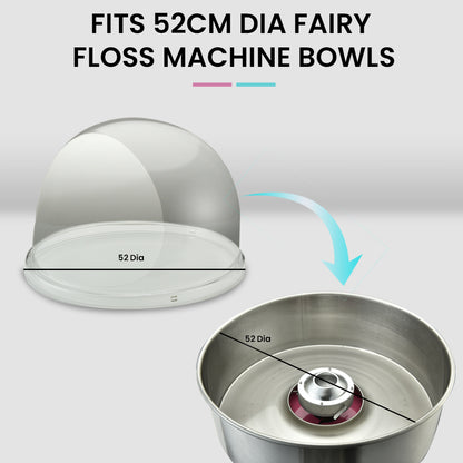 EUROCHEF Commercial Fairy Floss Cotton Candy Maker Machine Bubble Cover 52cm V219-FODFLSEUCACV9