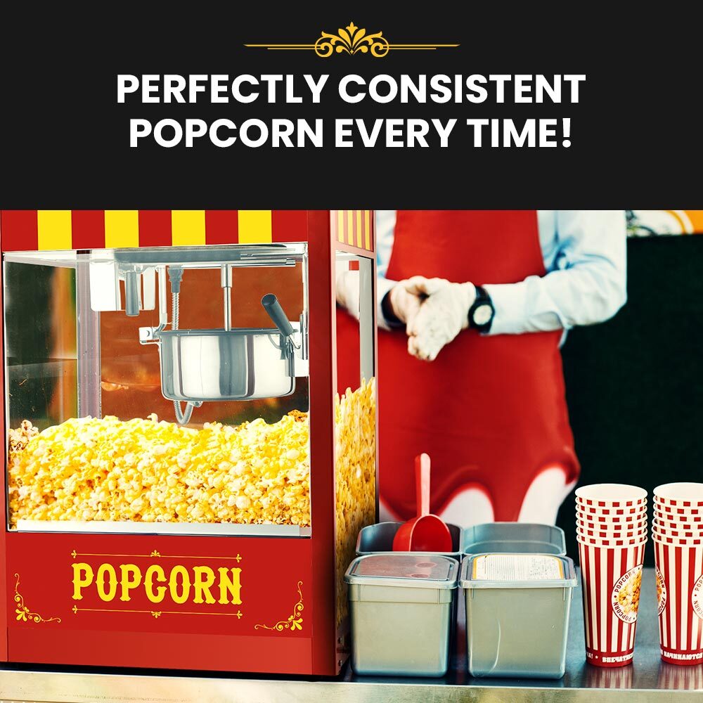 EUROCHEF Commercial Electric Popcorn Maker Machine Pop Corn Popper Cooker V219-FODPOPEUCACM8