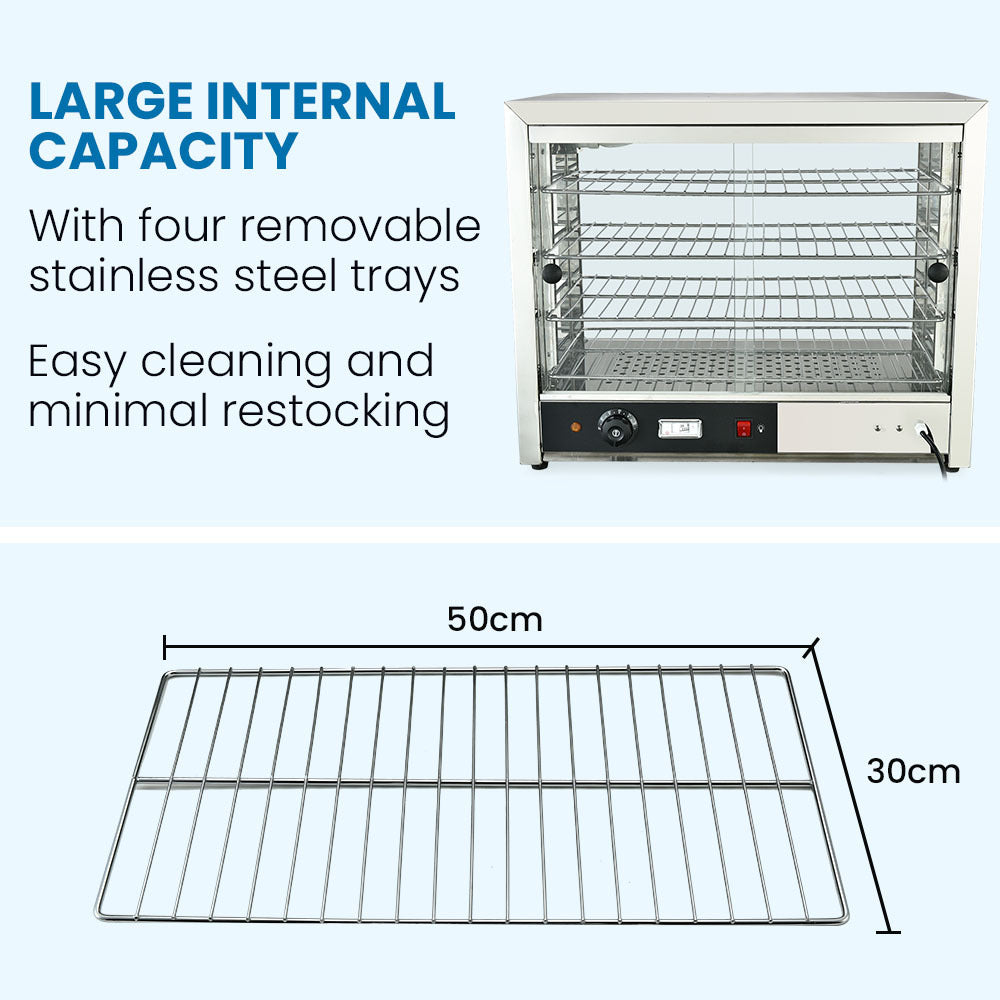 EUROCHEF Electric Food Warmer Display, 1000W, 4-Tier Stainless Steel V219-FODWMREUCAP1S