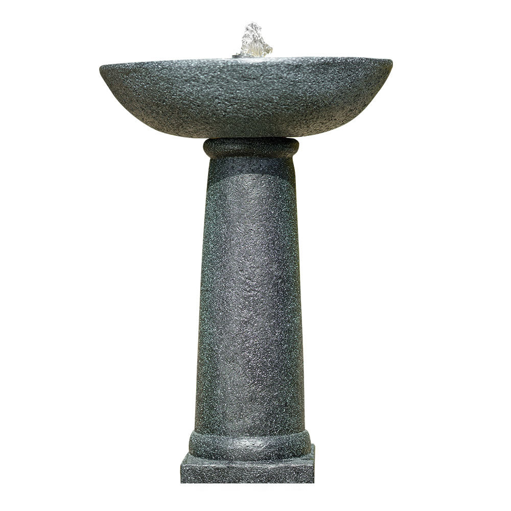 Protege Bird Bath Solar Water Feature Fountain, Contemporary Birdbath Design, with Panel Kit, LED Lights, V219-FPKCTPPTB1LA