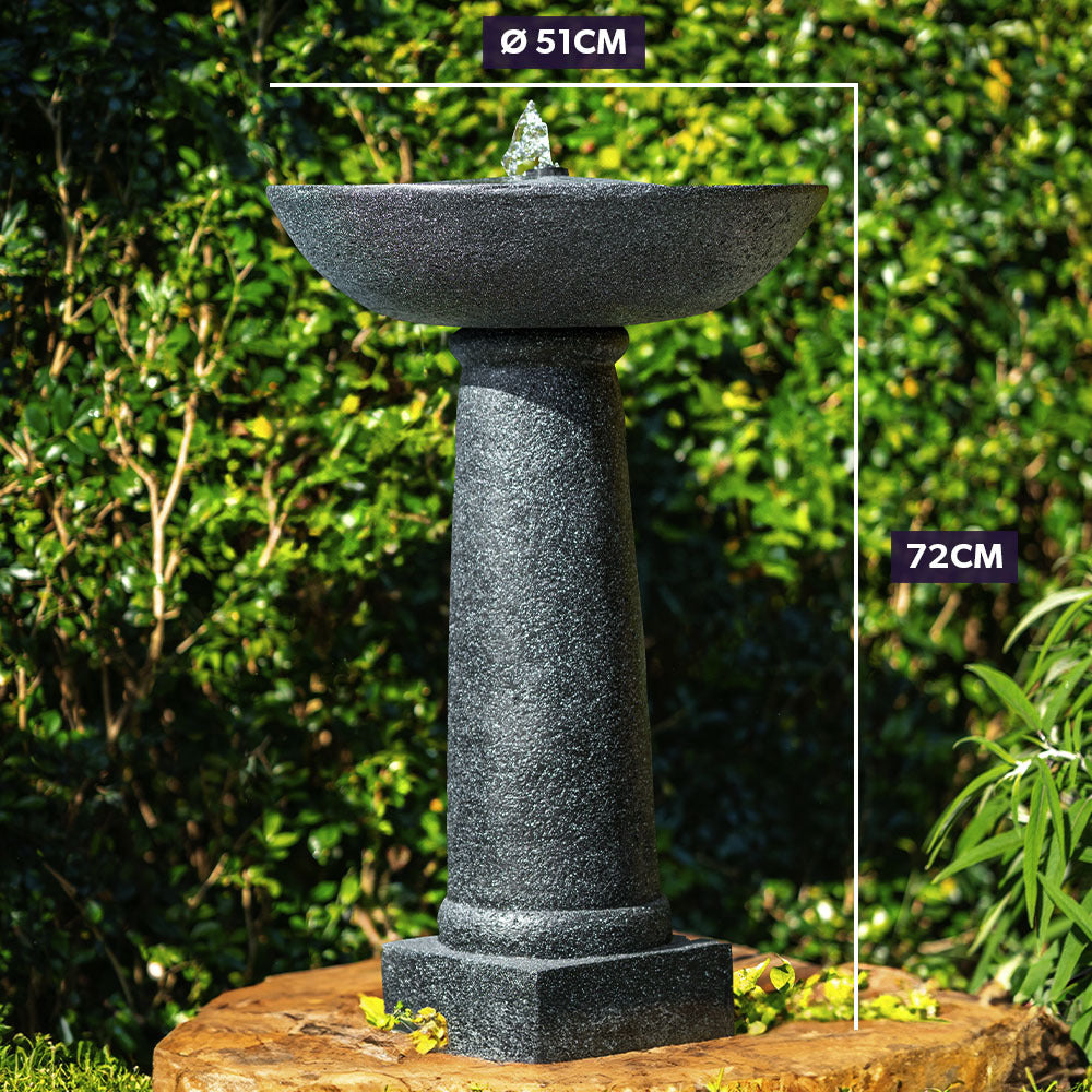 Protege Bird Bath Solar Water Feature Fountain, Contemporary Birdbath Design, with Panel Kit, LED Lights, V219-FPKCTPPTB1LA