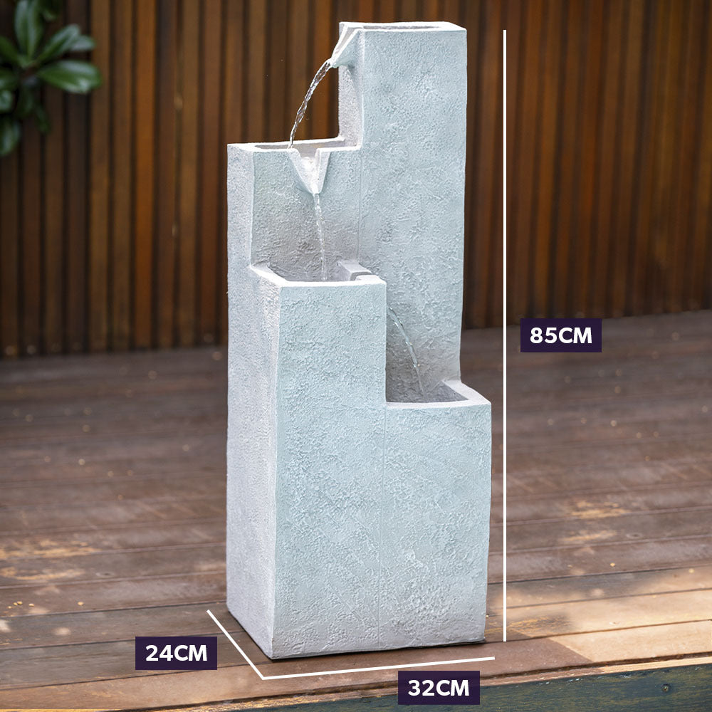 Protege Contemporary Solar Water Fountain Outdoor Garden Feature, Cascading Design, with Panel Kit, LED V219-FPKCTPPTC4LA