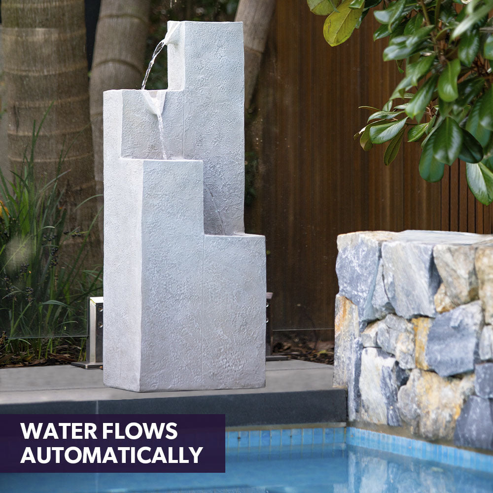 Protege Contemporary Solar Water Fountain Outdoor Garden Feature, Cascading Design, with Panel Kit, LED V219-FPKCTPPTC4LA