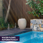 Protege Pot Style Solar Water Feature Fountain, with Panel Kit, LED Lights, Light Grey V219-FPKCTPPTP1SA