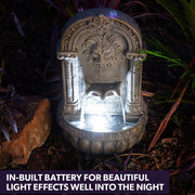 PROTEGE Lion Head Solar Powered Water Feature Fountain, Traditional Design, with Panel Kit, LED Lights V219-FPKWMTPTL1LA