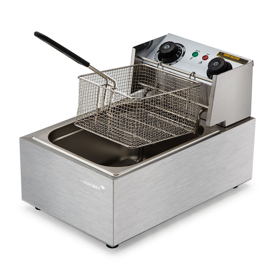 EuroChef Commercial Electric Deep Fryer Frying Basket Chip Cooker Fry Scoop V219-FRYER-1TANK