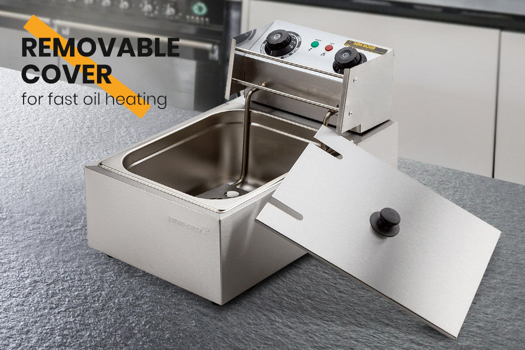 EuroChef Commercial Electric Deep Fryer Frying Basket Chip Cooker Fry Scoop V219-FRYER-1TANK