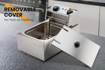 EuroChef Commercial Electric Deep Fryer Frying Basket Chip Cooker Fry Scoop V219-FRYER-1TANK