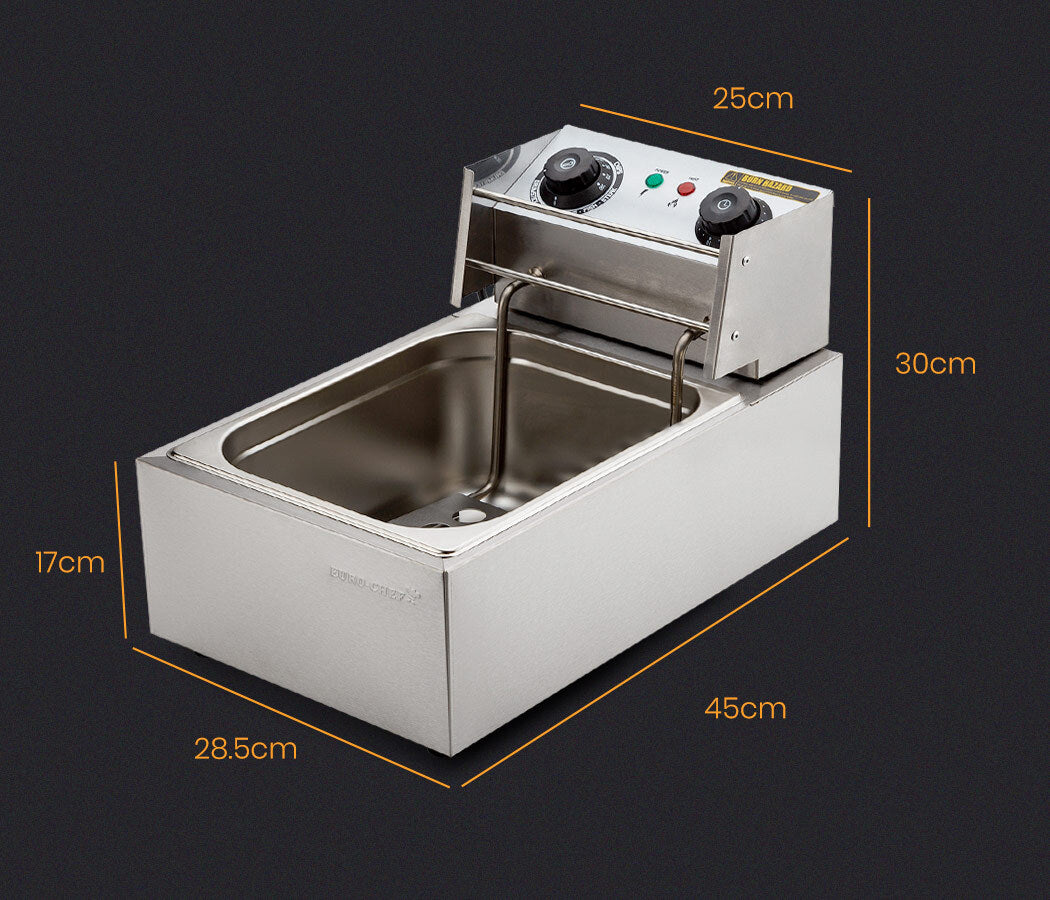 EuroChef Commercial Electric Deep Fryer Frying Basket Chip Cooker Fry Scoop V219-FRYER-1TANK