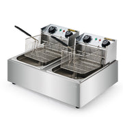 EuroChef Commercial Electric Deep Fryer Twin Frying Basket Chip Cooker Fry V219-FRYER-2TANK