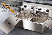 EuroChef Commercial Electric Deep Fryer Twin Frying Basket Chip Cooker Fry V219-FRYER-2TANK