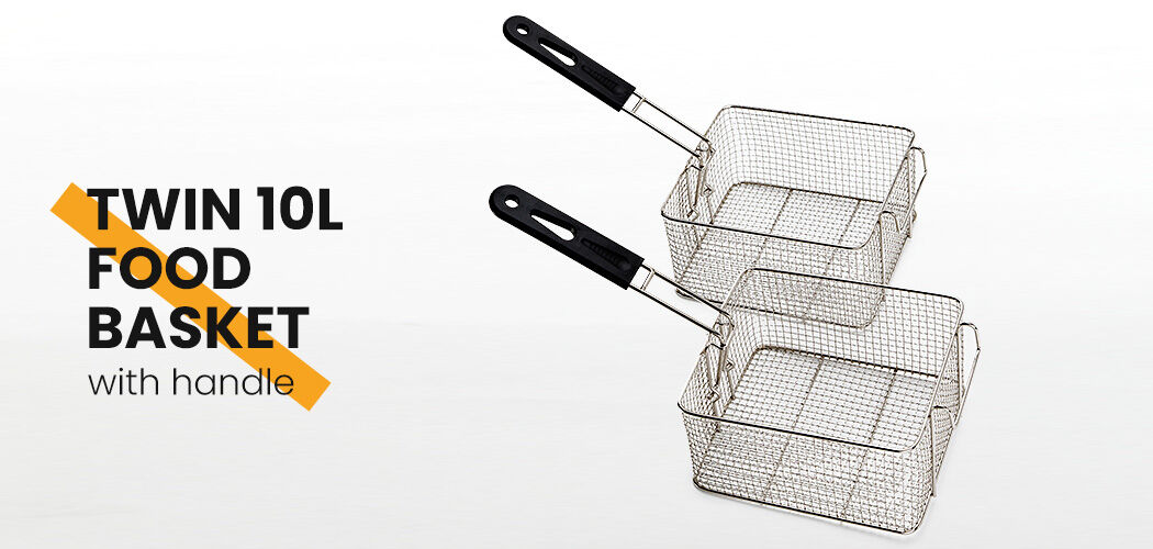 EuroChef Commercial Electric Deep Fryer Twin Frying Basket Chip Cooker Fry V219-FRYER-2TANK