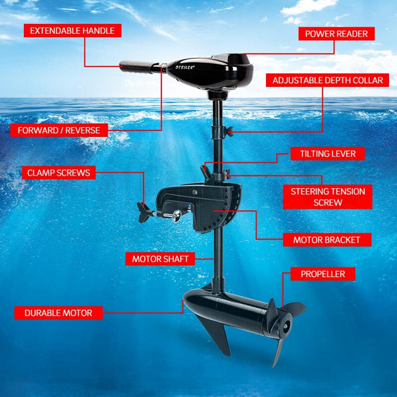 Striker 90LBS Electric Trolling Motor Inflatable Boat Outboard Fishing Marine V219-FSHTRLSTRA1K0