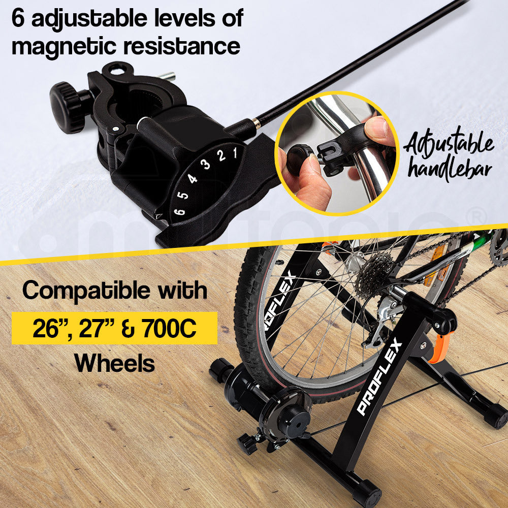 PROFLEX Indoor Bicycle Trainer - Bike Cycling Stationary Magnetic Stand Training V219-FTNBIKPRFAFMT