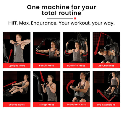 PROFLEX Multi-Station Compact Home Gym Set, 150lbs Weight Plates- M8000 V219-FTNHGMPF8RDA
