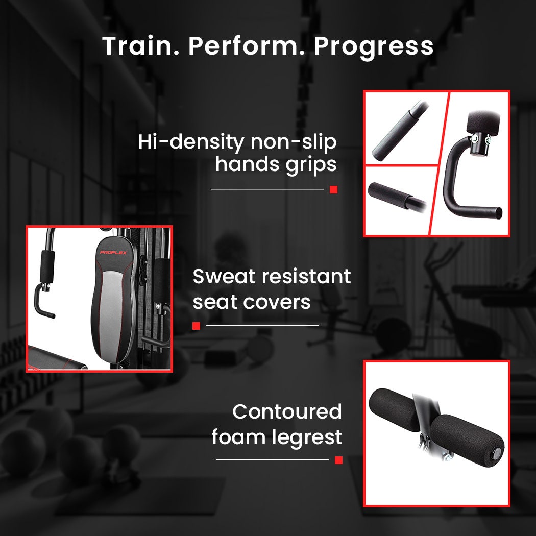 PROFLEX Multi-Station Compact Home Gym Set, 150lbs Weight Plates- M8000 V219-FTNHGMPF8RDA