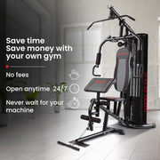 PROFLEX Multi-Station Compact Home Gym Set, 150lbs Weight Plates- M8000 V219-FTNHGMPF8RDA
