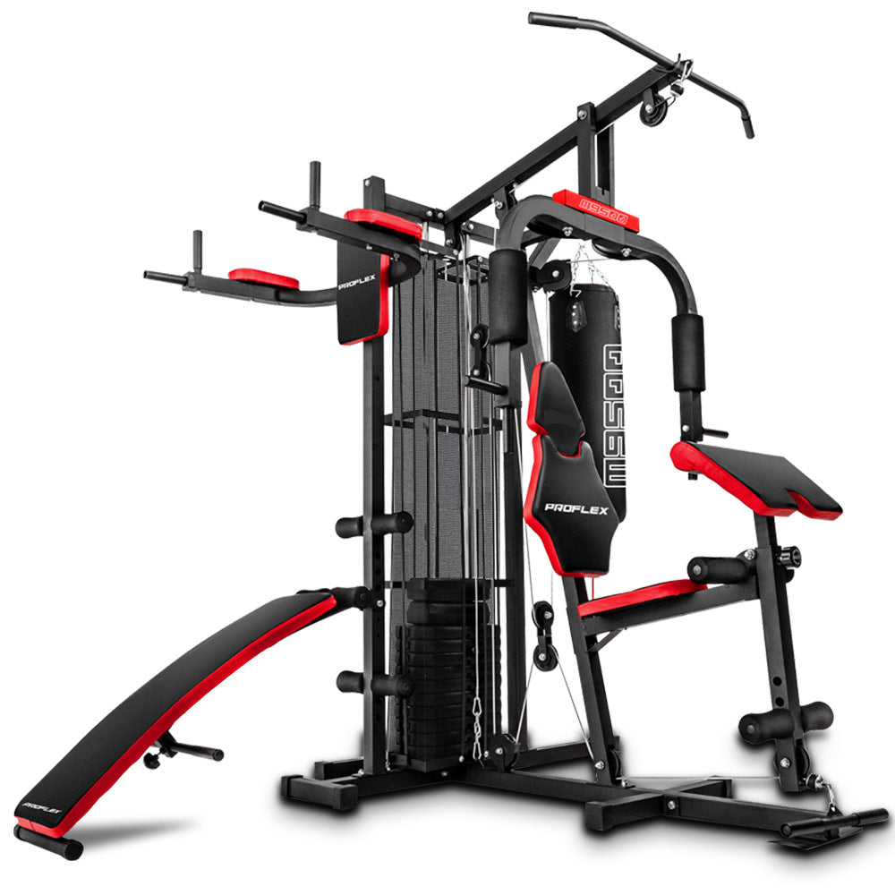 PROFLEX Home Gym Exercise Machine Fitness Equipment Weight Bench Press Set 100lbs V219-FTNMFGPRFA951