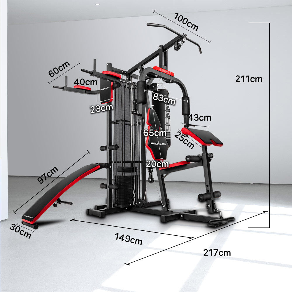 PROFLEX Home Gym Exercise Machine Fitness Equipment Weight Bench Press Set 100lbs V219-FTNMFGPRFA951