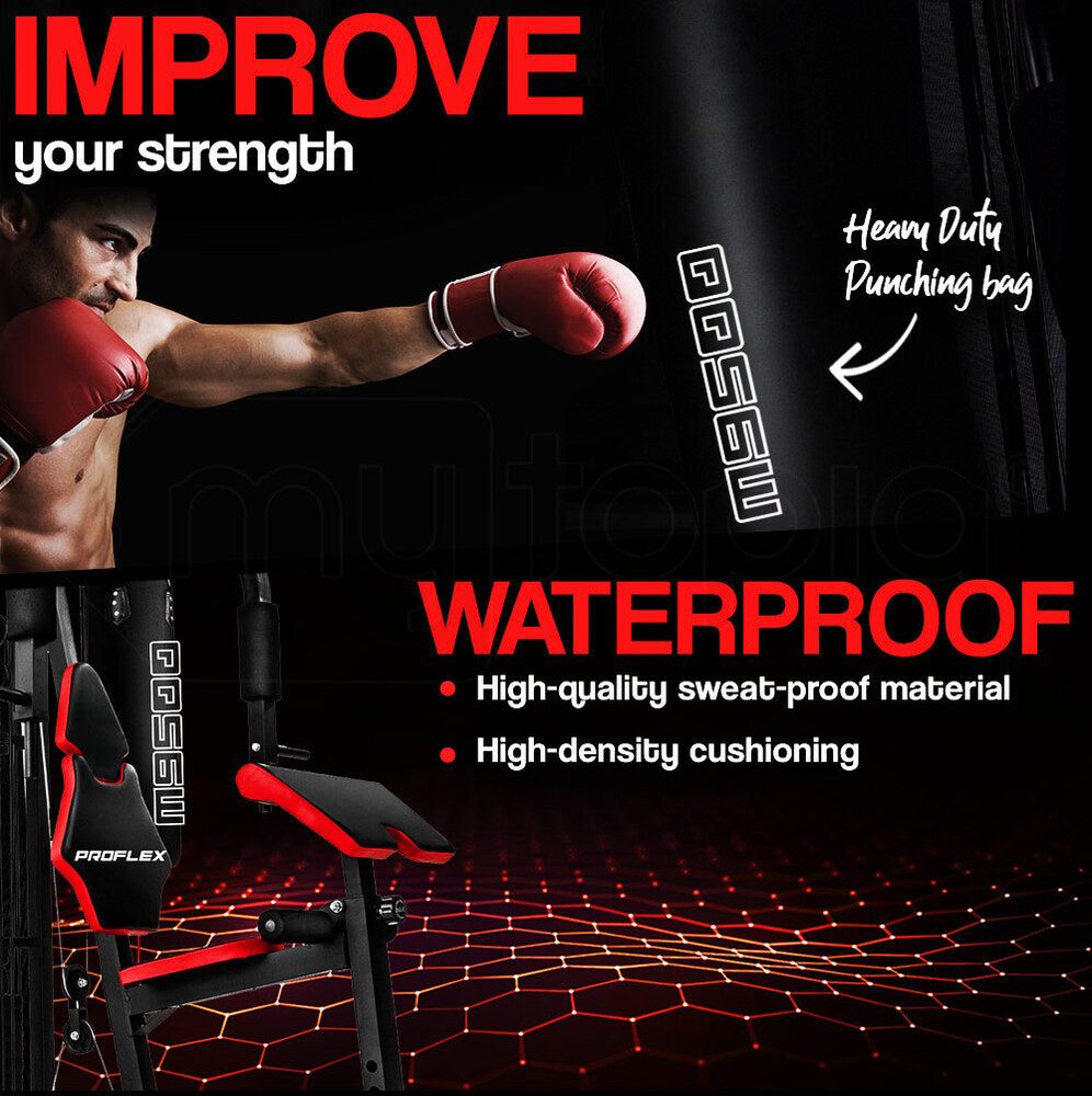PROFLEX Home Gym Exercise Machine Fitness Equipment Weight Bench Press Set 100lbs V219-FTNMFGPRFA951