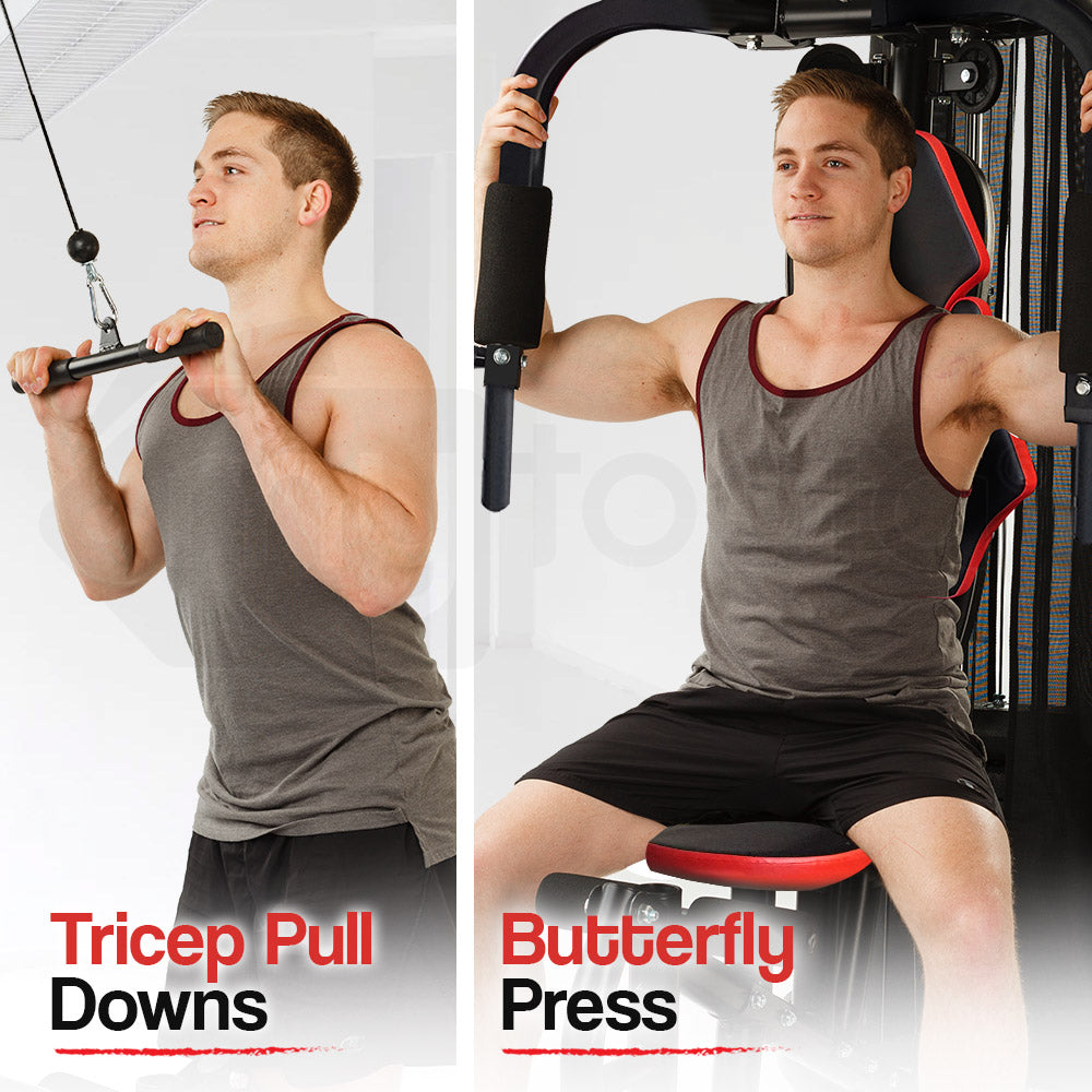 PROFLEX Home Gym Exercise Machine Fitness Equipment Weight Bench Press Set 100lbs V219-FTNMFGPRFA951