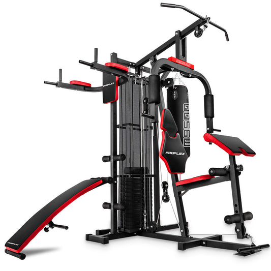 PROFLEX Home Gym Exercise Machine Fitness Equipment Weight Bench Press Set 148lbs V219-FTNMFGPRFA953