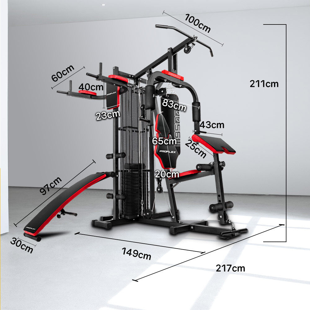 PROFLEX Home Gym Exercise Machine Fitness Equipment Weight Bench Press Set 148lbs V219-FTNMFGPRFA953