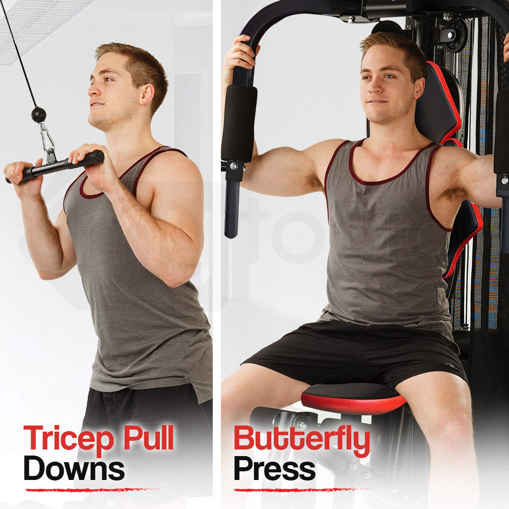 PROFLEX Home Gym Exercise Machine Fitness Equipment Weight Bench Press Set 148lbs V219-FTNMFGPRFA953