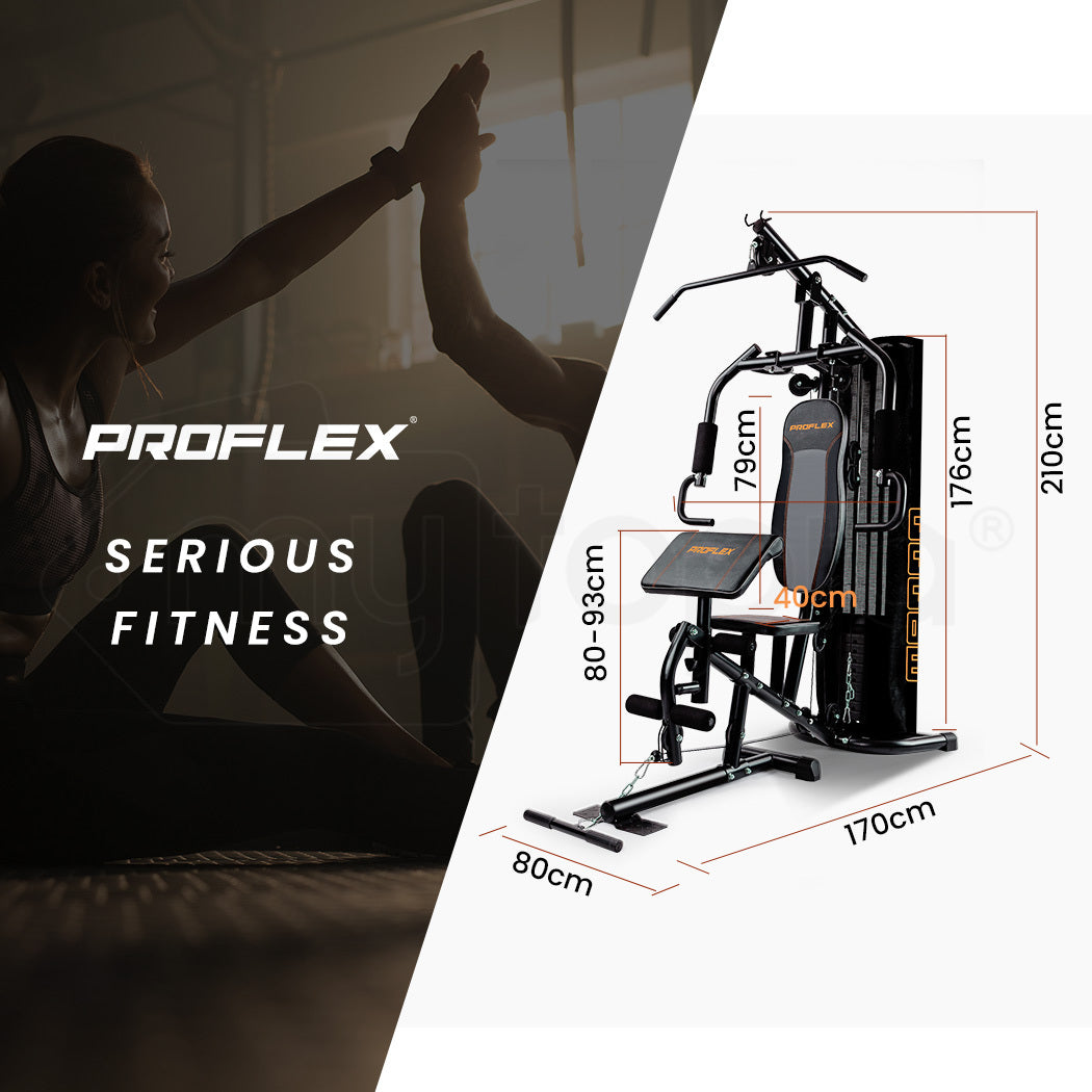 PROFLEX Multi-Station Home Gym Set with 98lbs Weight Plates- M8000 V219-FTNMFGPRFBM8M