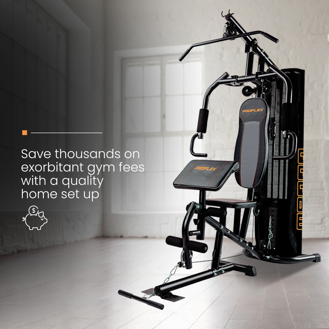 PROFLEX Multi-Station Home Gym Set with 98lbs Weight Plates- M8000 V219-FTNMFGPRFBM8M