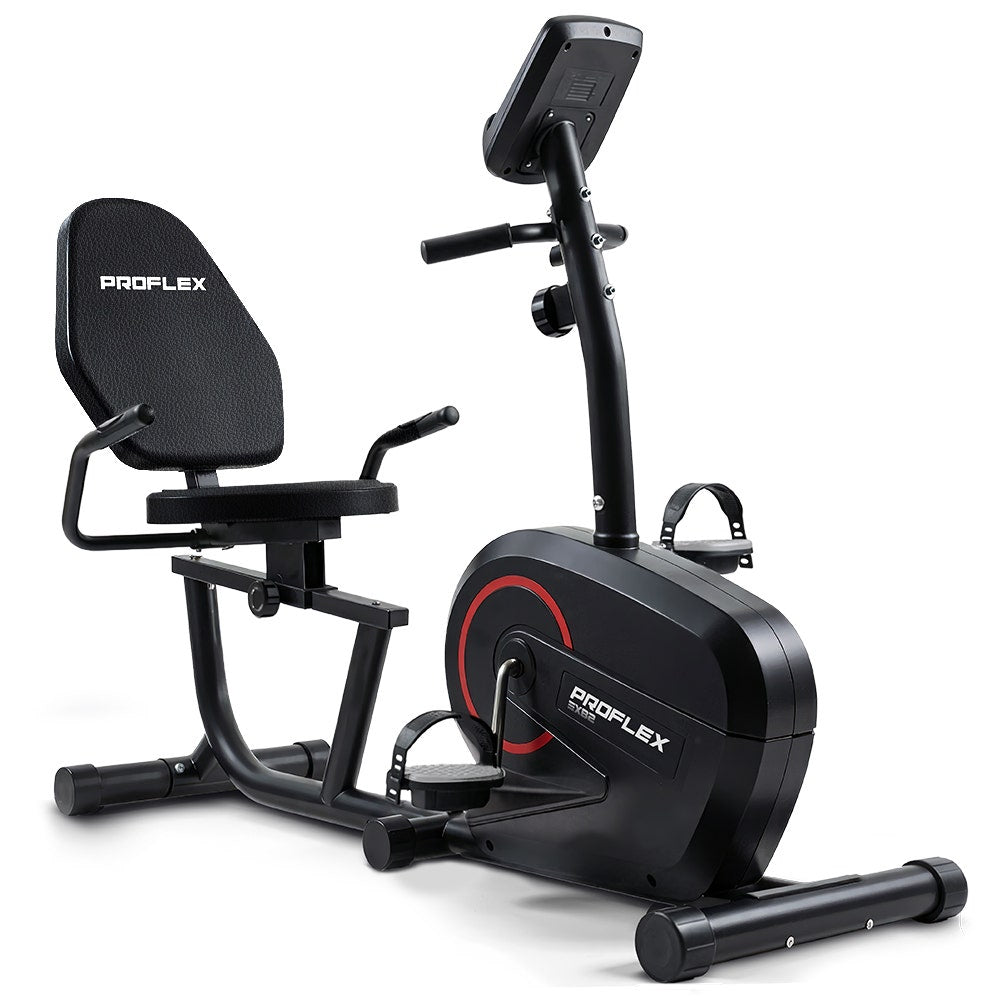 PROFLEX Magnetic Recumbent Exercise Bike, LCD Display, Heart Rate Sensors, Adjustable Seat, 8-Level V219-FTNREBPFXB2A
