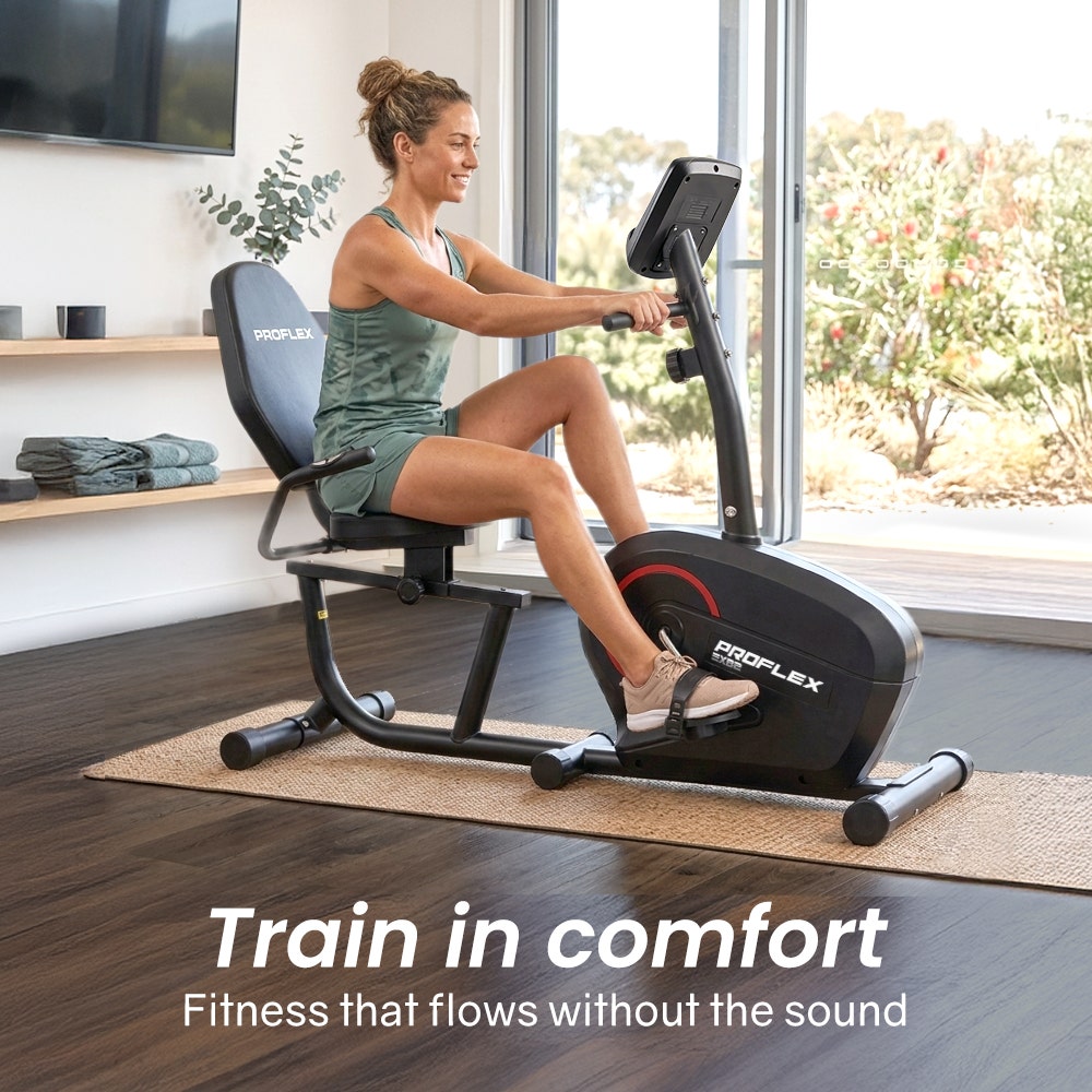 PROFLEX Magnetic Recumbent Exercise Bike, LCD Display, Heart Rate Sensors, Adjustable Seat, 8-Level V219-FTNREBPFXB2A