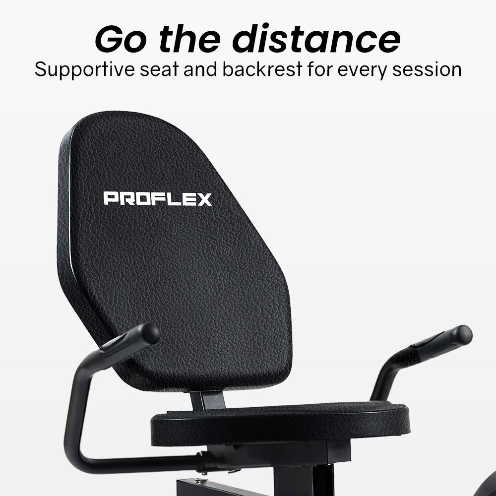 PROFLEX Magnetic Recumbent Exercise Bike, LCD Display, Heart Rate Sensors, Adjustable Seat, 8-Level V219-FTNREBPFXB2A