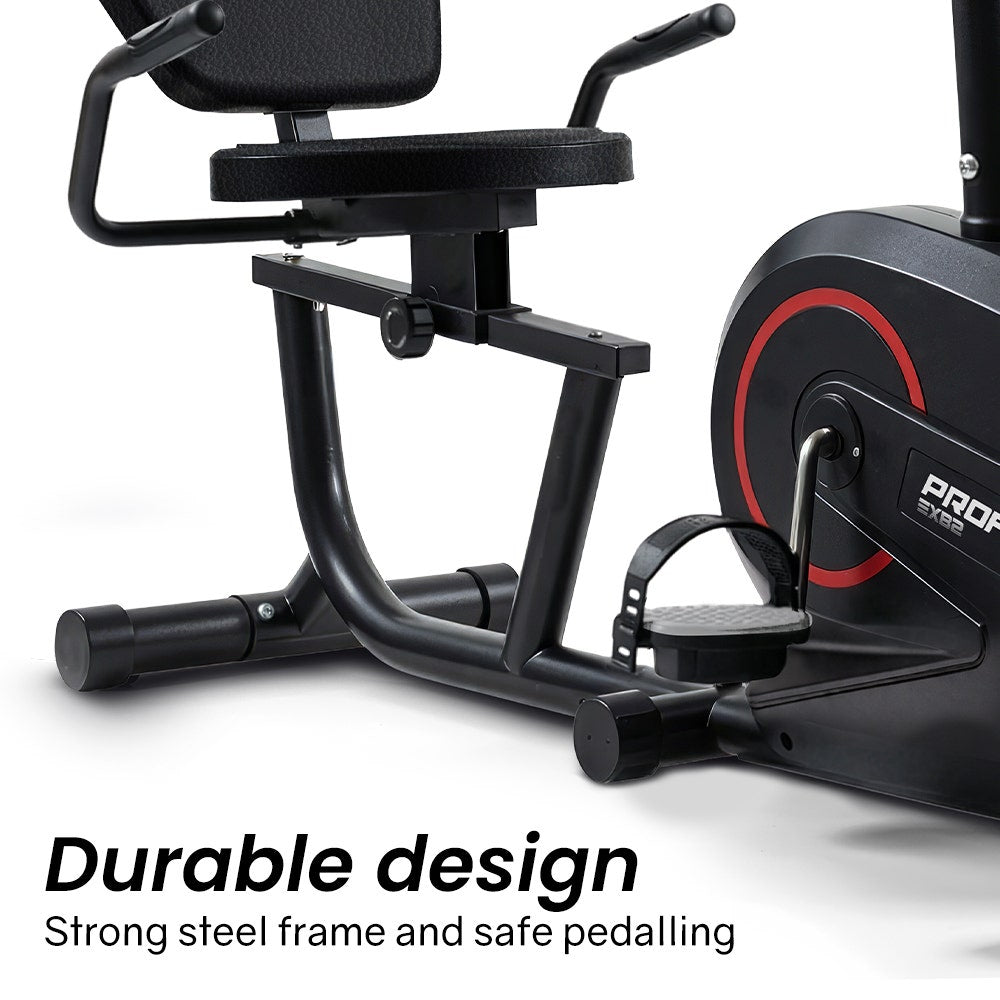 PROFLEX Magnetic Recumbent Exercise Bike, LCD Display, Heart Rate Sensors, Adjustable Seat, 8-Level V219-FTNREBPFXB2A