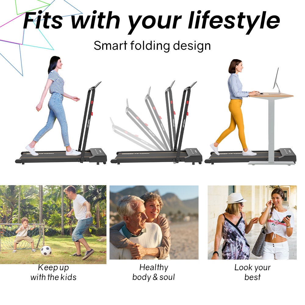 PROFLEX Electric Walking Pad Under Desk Treadmill, Remote Control, Compact Foldable Size, Tablet Holder, LCD V219-FTNTRDPFHS3A