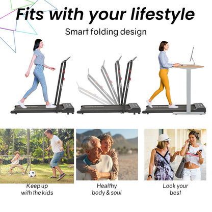 PROFLEX Electric Walking Pad Under Desk Treadmill, Remote Control, Compact Foldable Size, Tablet Holder, LCD V219-FTNTRDPFHS3A